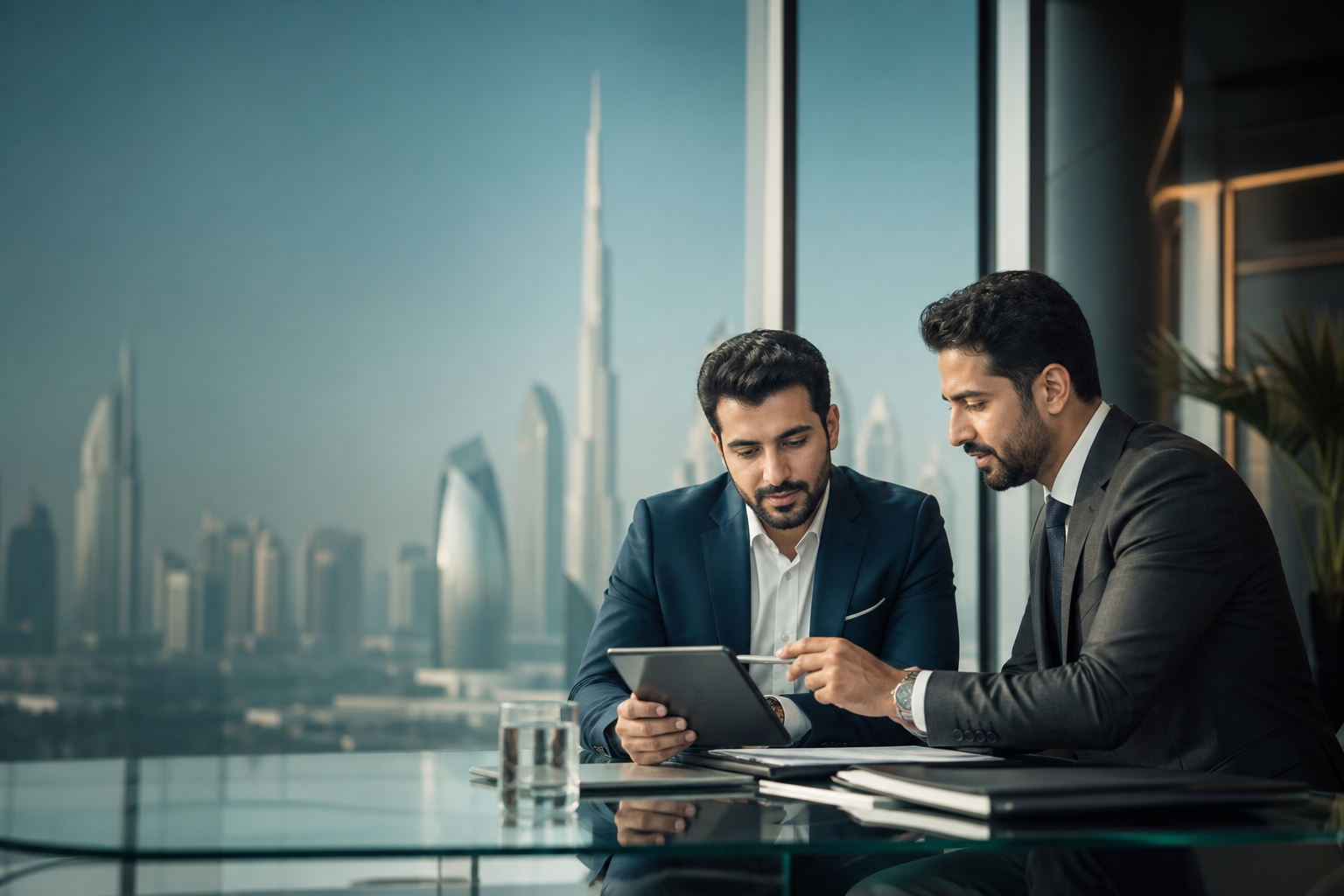 Business setup consultant in Dubai reviewing mainland company formation plans with a client